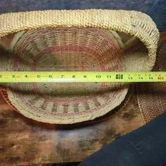 Beautiful Handmade Large Wood/Rope Grass Weave Basket Rustic Natural - Picture 4 of 8
